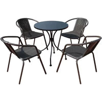 HKM-694547 Folding Aluminium Outdoor Table and Chairs Set for Balcony and Garden Use