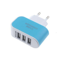 HKM-694547 Triple-Port 3.1A USB Charger with EU Plug for Efficient Device Charging