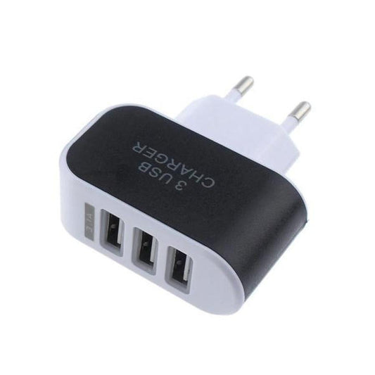 HKM-694547 Triple-Port 3.1A USB Charger with EU Plug for Efficient Device Charging