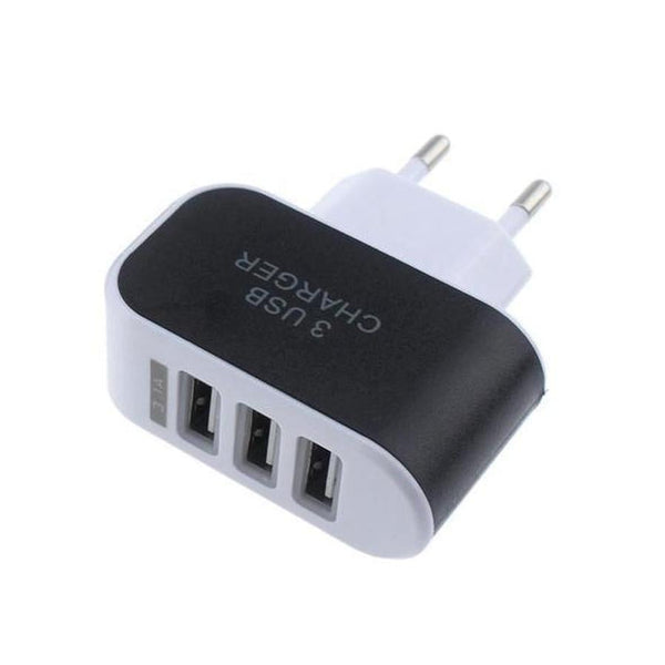 HKM-694547 Triple-Port 3.1A USB Charger with EU Plug for Efficient Device Charging
