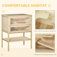 HKM-6945725 3-Tier Wooden Hamster Cage with Openable Top and Ventilated Roof for Small Animals