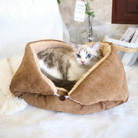 HKM-6946109 Cozy Thick Fleece Cat and Dog Nest Mat for Cage, Available in Brown, Light Gray, Warm Apricot, Sizes S and M