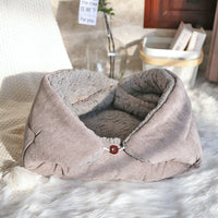HKM-6946109 Cozy Thick Fleece Cat and Dog Nest Mat for Cage, Available in Brown, Light Gray, Warm Apricot, Sizes S and M