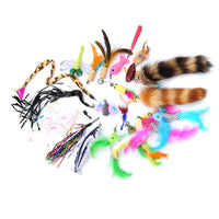 HKM-6946877 Handheld Cat Teaser Fishing Rod with 10 Replacement Feather Heads