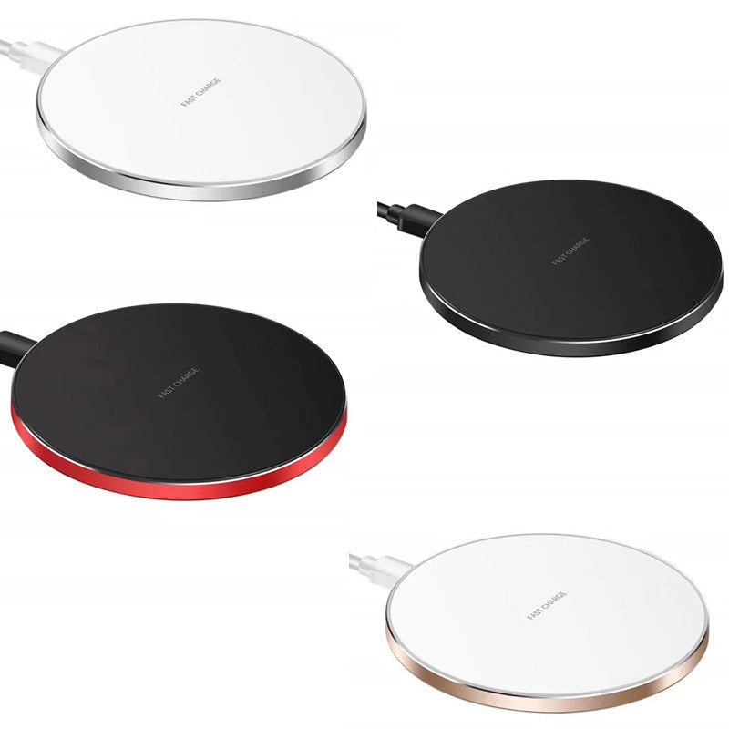 HKM-694739 10W Wireless Charger - Aluminum Alloy Disc with USB Interface, Multiple Colors Available