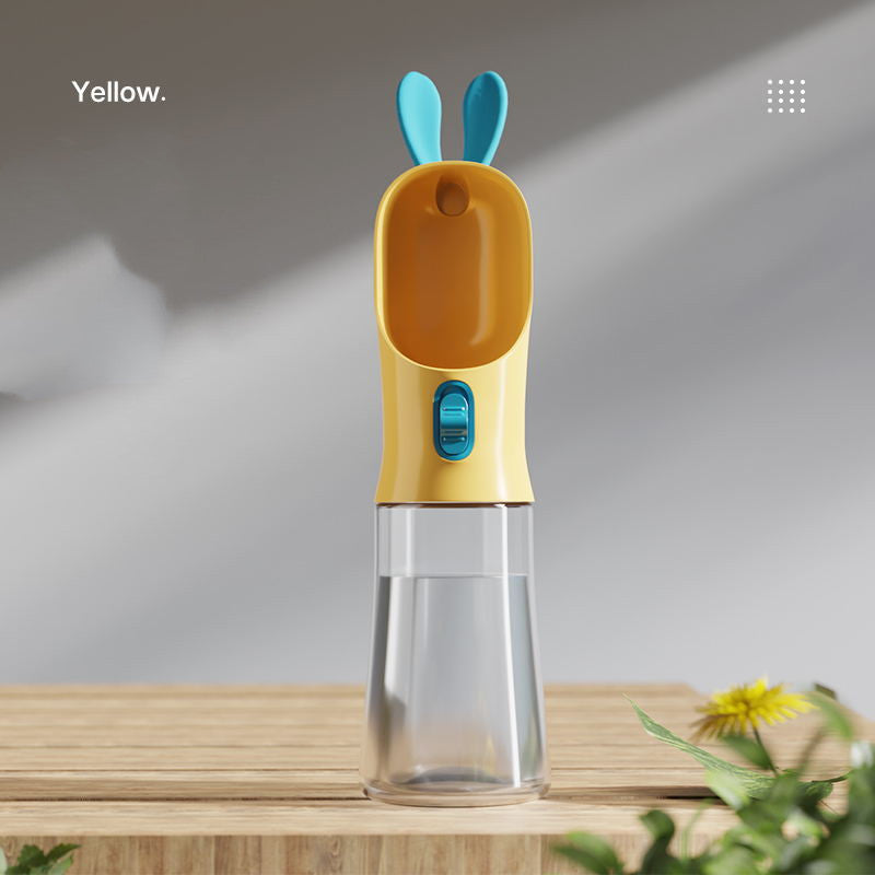 HKM-6947901 Pet Travel Water Bottle for Cats and Dogs - Green, White, Gray, Yellow - BPA-Free PP & Silicone