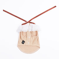 HKM-6948413 Pet Floral Neck Bow Vest for Spring and Autumn - Lightweight and Stretchy Fabric in Mikhaki