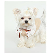 HKM-6948413 Pet Floral Neck Bow Vest for Spring and Autumn - Lightweight and Stretchy Fabric in Mikhaki