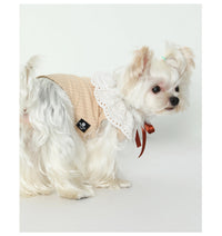 HKM-6948413 Pet Floral Neck Bow Vest for Spring and Autumn - Lightweight and Stretchy Fabric in Mikhaki