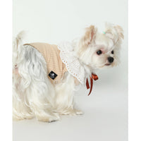 HKM-6948413 Pet Floral Neck Bow Vest for Spring and Autumn - Lightweight and Stretchy Fabric in Mikhaki