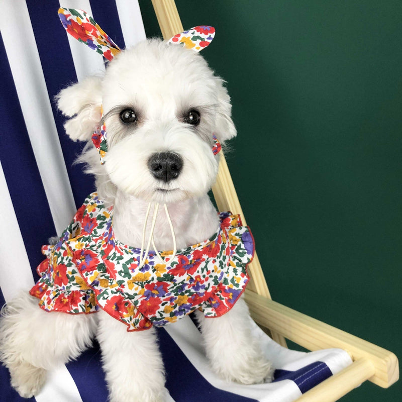 HKM-6949437 Summer Cotton Dress for Small Dogs - Cherry, Yellow, Red, Sizes S-XXL