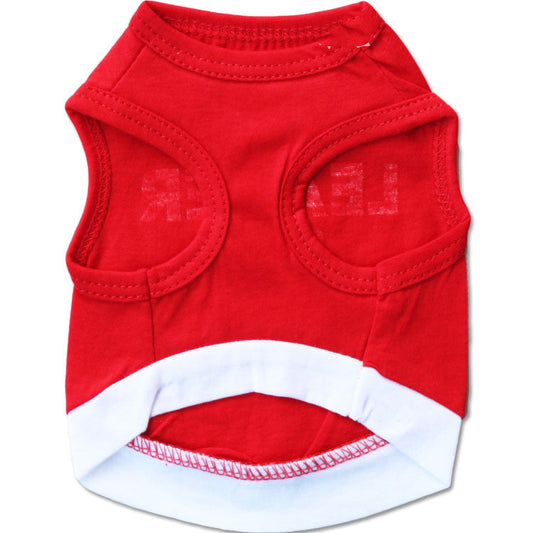HKM-6950205 Cozy Cotton Red Pet Vest with Bold Printed Letters for Dogs