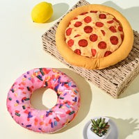HKM-6950461 Long-Lasting Polyester Puppy Corgi Bite Toy in Fun Pizza, Donut, and Shrimp Designs