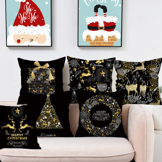 HKM-695059 Printed Christmas Peach Skin Pillowcase for Sofa and Office - 45x45cm
