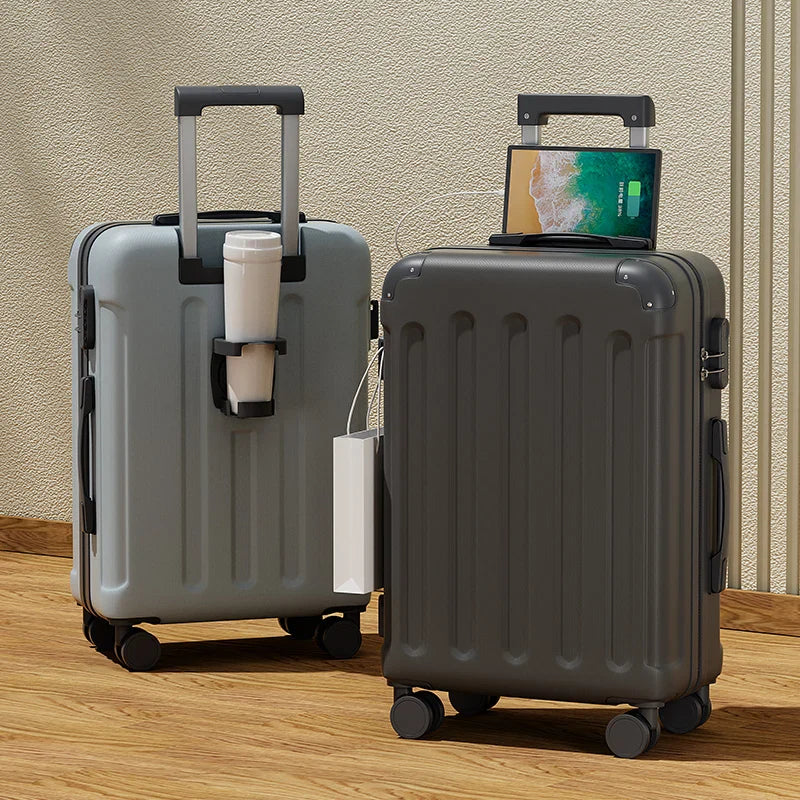 HKM-695059 Unisex Travel Luggage Set - 4-Piece Durable ABS and PP Carry-On Suitcase Collection