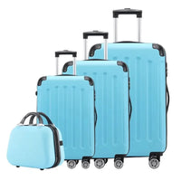 HKM-695059 Unisex Travel Luggage Set - 4-Piece Durable ABS and PP Carry-On Suitcase Collection