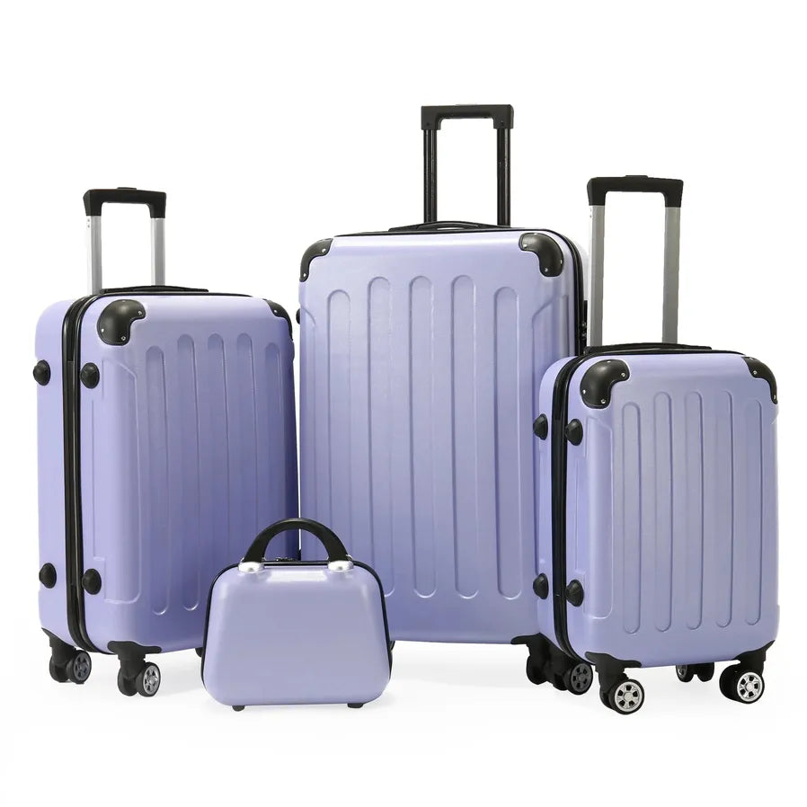 HKM-695059 Unisex Travel Luggage Set - 4-Piece Durable ABS and PP Carry-On Suitcase Collection