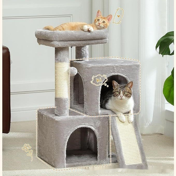 HKM-6951101 Gray Sisal Cat Climbing Frame and Nest Toy for Pets