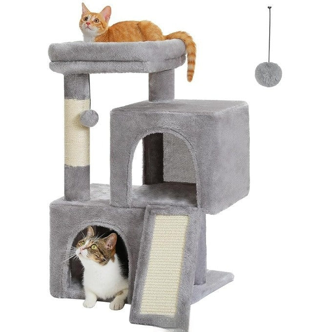 HKM-6951101 Gray Sisal Cat Climbing Frame and Nest Toy for Pets