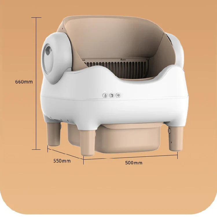 HKM-695123 Automatic Smart Cat Litter Box with Electric Poop Scooper, Eco-Friendly Design, 65L Capacity
