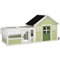 HKM-6951485 64 Inch Rabbit Hutch with Weatherproof Roof, Wheels, and Multiple Access Doors