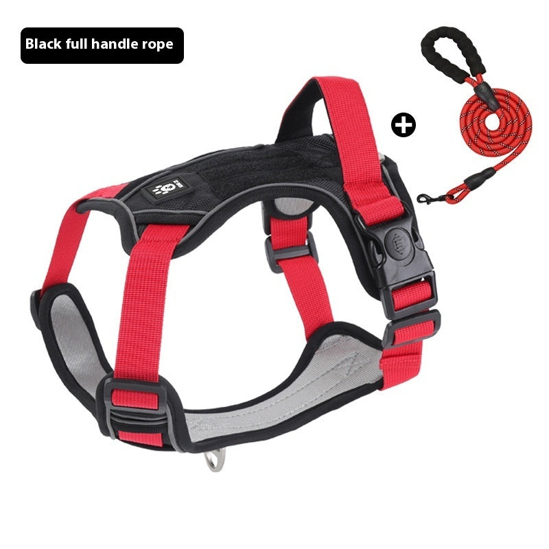 HKM-6951613 Reflective Vest-style Dog Harness for Medium to Large Dogs with Matching Leash Options