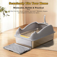 HKM-6953277 Large Stainless Steel Cat Litter Box - Durable, Easy to Clean, Spacious Design