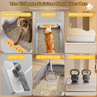 HKM-6953277 Large Stainless Steel Cat Litter Box - Durable, Easy to Clean, Spacious Design