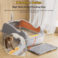 HKM-6953277 Large Stainless Steel Cat Litter Box - Durable, Easy to Clean, Spacious Design