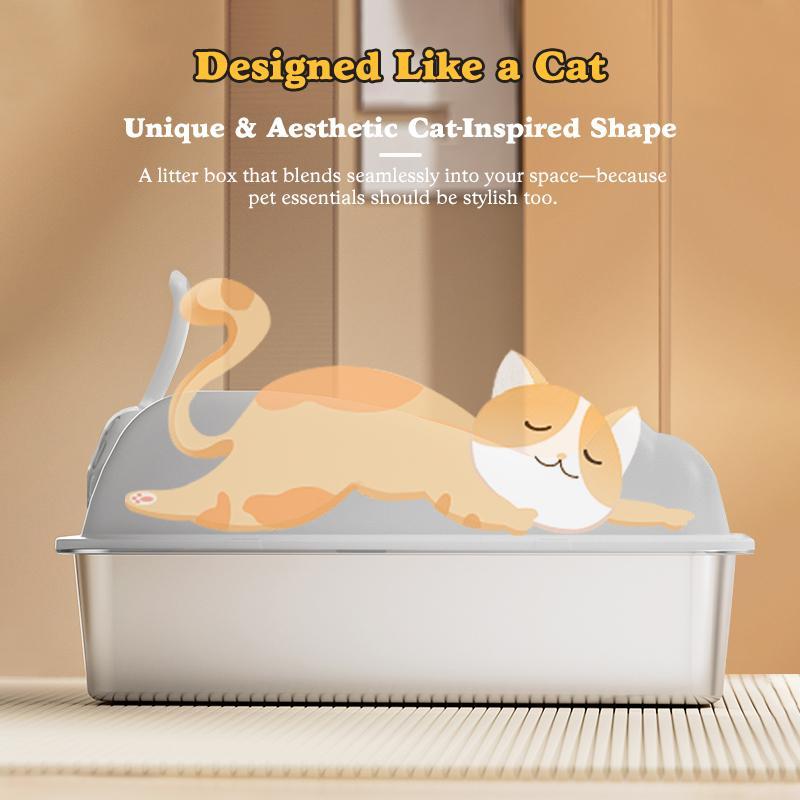 HKM-6953277 Large Stainless Steel Cat Litter Box - Durable, Easy to Clean, Spacious Design