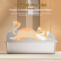 HKM-6953277 Large Stainless Steel Cat Litter Box - Durable, Easy to Clean, Spacious Design