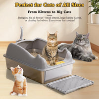 HKM-6953277 Large Stainless Steel Cat Litter Box - Durable, Easy to Clean, Spacious Design