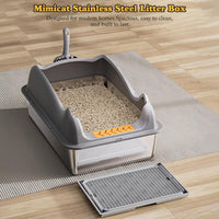 HKM-6953277 Large Stainless Steel Cat Litter Box - Durable, Easy to Clean, Spacious Design