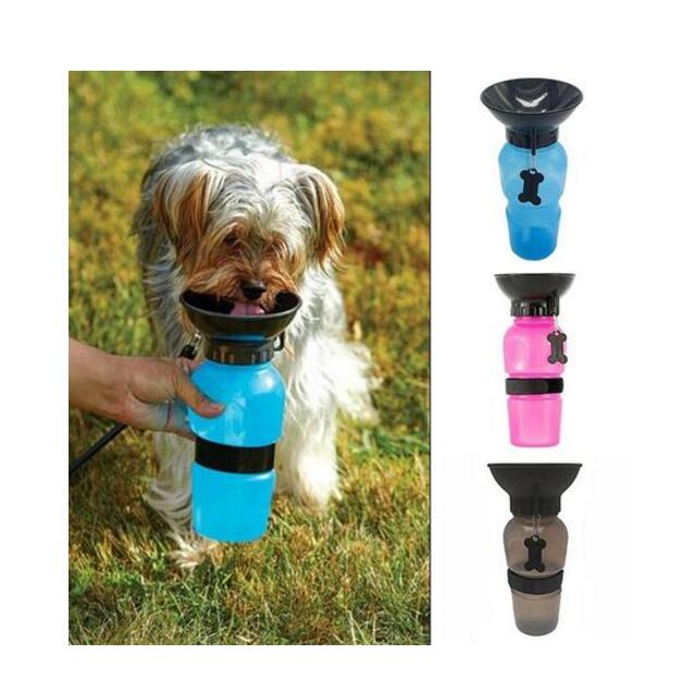 HKM-6953661 Portable Water Bottle for Dogs and Cats - Leak-Proof Outdoor Drinking Solution in Blue, Pink, and Brown