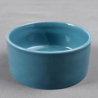 HKM-6953789 Bamboo Frame Monochrome Ceramic Pet Bowl - White, Gray, Dark Green, Frosted Yellow, 15.5cm Diameter