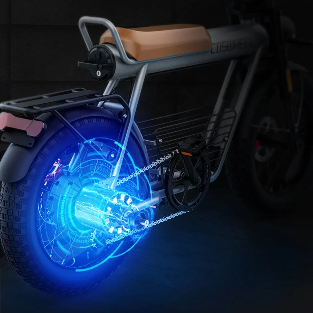 HKM-695379 Classic Retro Electric Bike 25AH 1500W with 7-Speed Gears and Hydraulic Disc Brakes - 60km Range, Space Grey