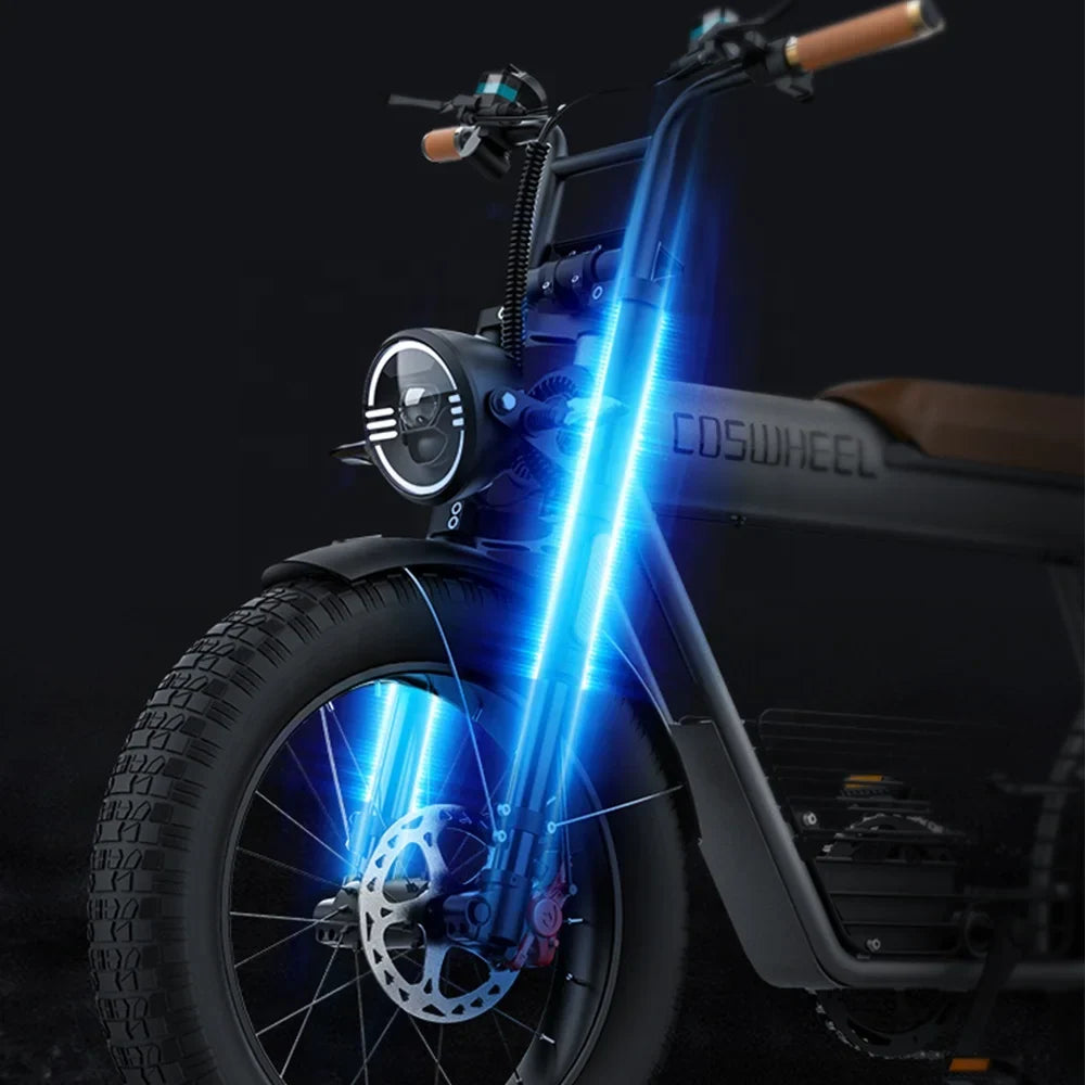 HKM-695379 Classic Retro Electric Bike 25AH 1500W with 7-Speed Gears and Hydraulic Disc Brakes - 60km Range, Space Grey