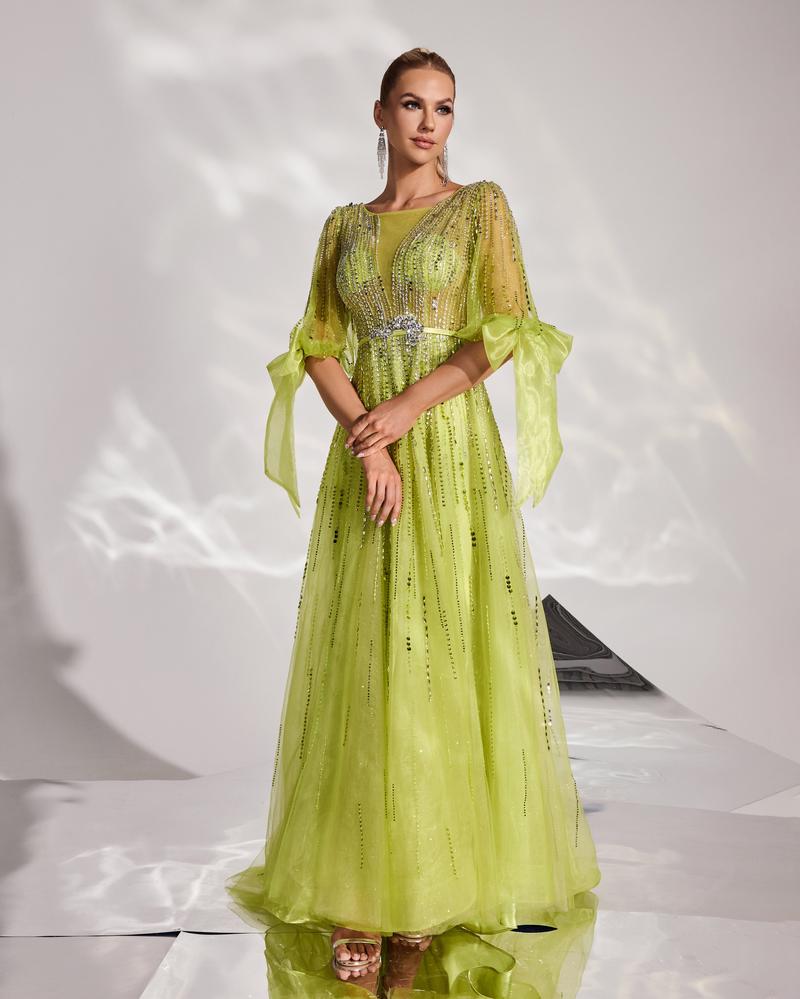 HKM-695379 Elegant Green Evening Dress - Style EZ25128 for Women