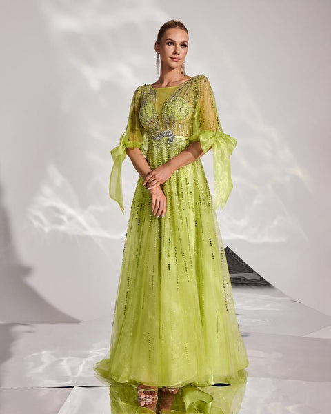 HKM-695379 Elegant Green Evening Dress - Style EZ25128 for Women