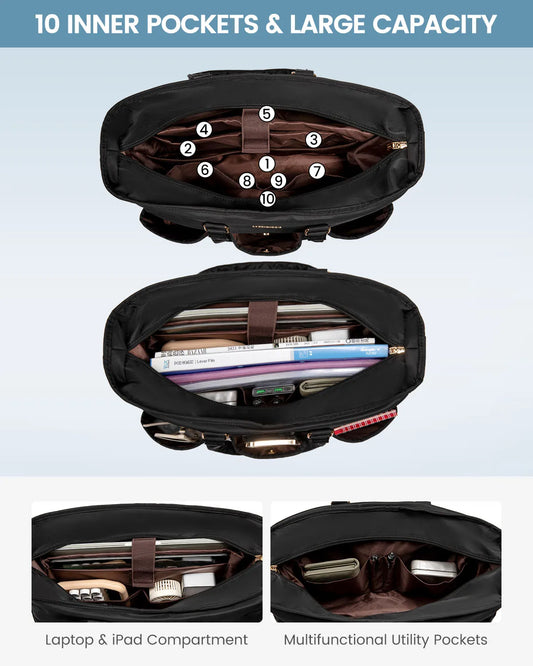HKM-695379 Spacious Laptop Tote Bag with Multiple Pockets for Office, Travel, and Daily Essentials