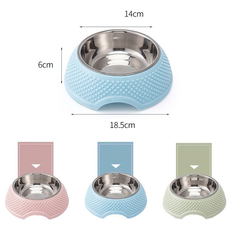 HKM-6955069 Stainless Steel Cat and Dog Bowl with Non-Slip Base for Food and Water - 19cm