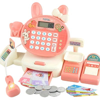 HKM-695507 Kids Electronic Cash Register Toy Set - Pink Supermarket Shopping Playset for Ages 2 to 13