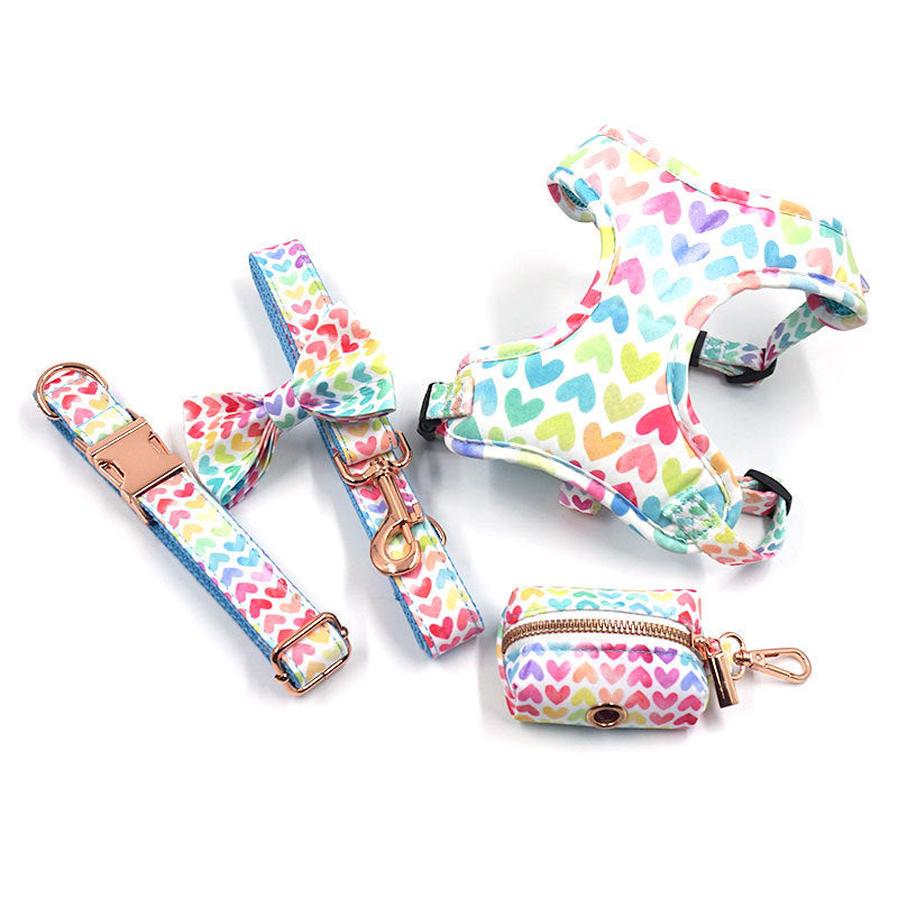 HKM-695699 Pet Safety Set with Collar, Leash, Bow, Harness, and Poop Bags - Multiple Sizes Available