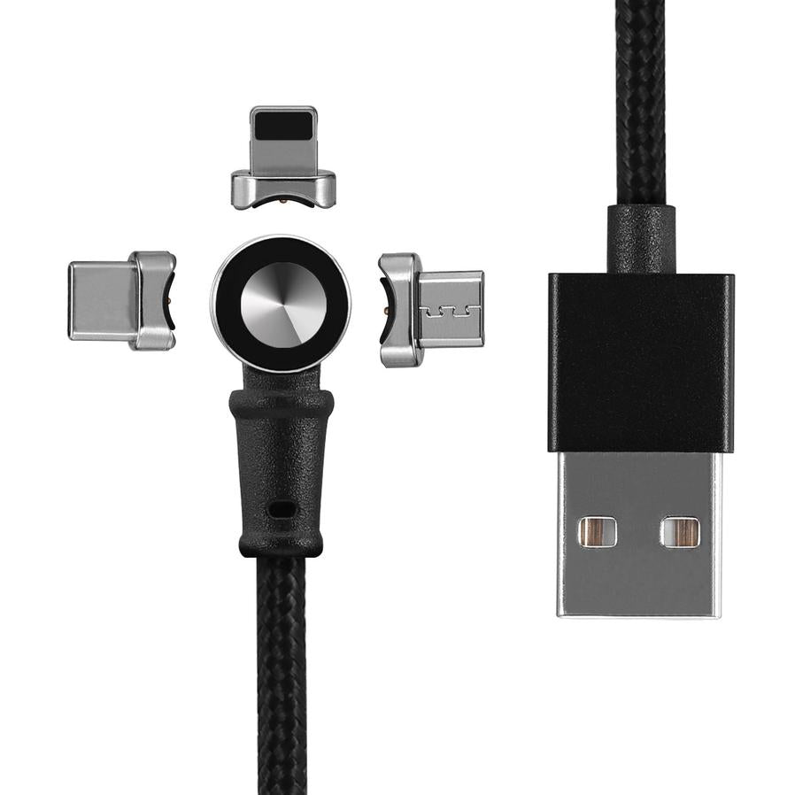 HKM-695699 Universal Magnetic Charging Cable with Multiple Head Compatibility (Type-C, Micro USB, Apple 8PIN) - 1 Meter Length