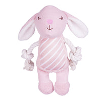 HKM-6958397 Plush Bite-Resistant Dog Toy - Pink Rabbit, Pig, Blue Bear - Soft Cloud Velvet & Cotton Fill