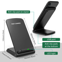 HKM-695891 30W Vertical Wireless Fast Charger for Smartphones - Elegant Design in Black and White