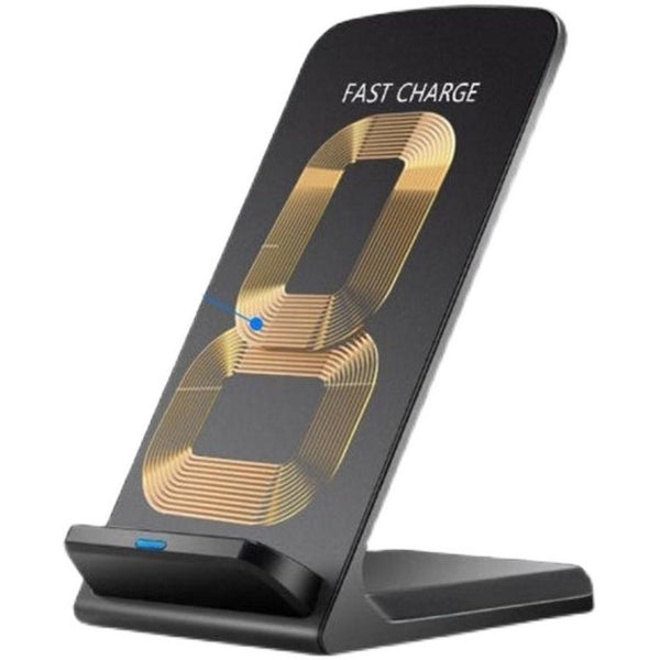HKM-695891 30W Vertical Wireless Fast Charger for Smartphones - Elegant Design in Black and White