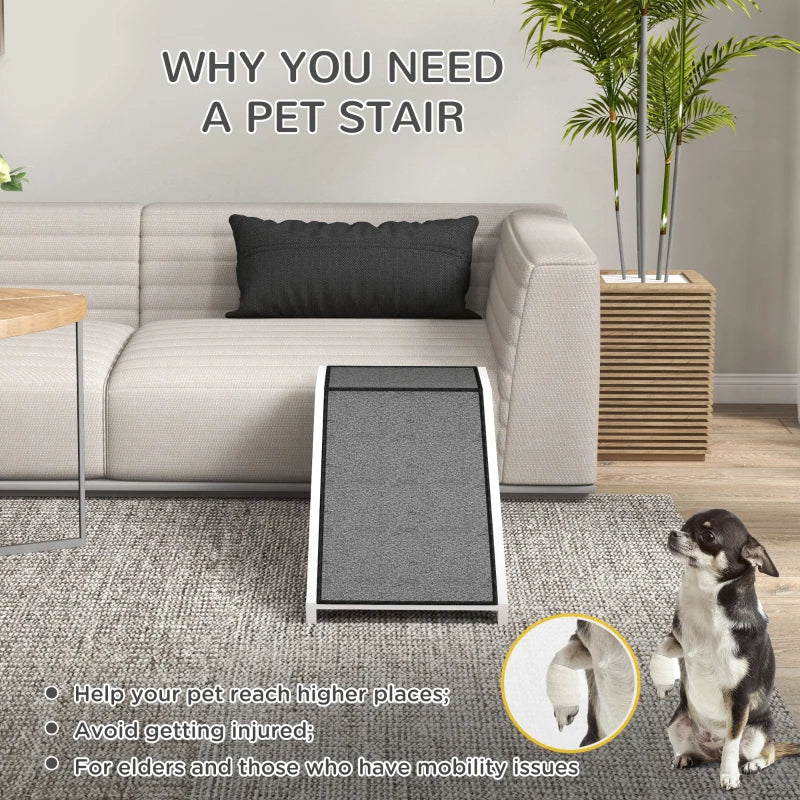 HKM-6959037 Pet Ramp for Dogs and Cats with Non-Slip Carpet Surface, White Pine Wood, Suitable for Limited Mobility Pets
