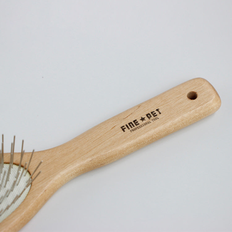 HKM-6959165 Long Haired Pet Grooming Comb - Solid Wood Handle with Stainless Steel Pins