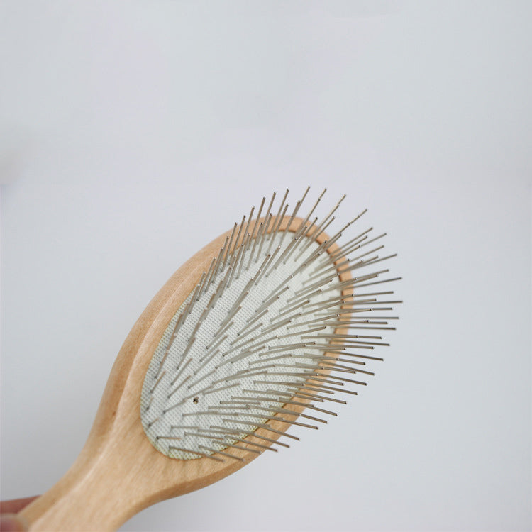 HKM-6959165 Long Haired Pet Grooming Comb - Solid Wood Handle with Stainless Steel Pins